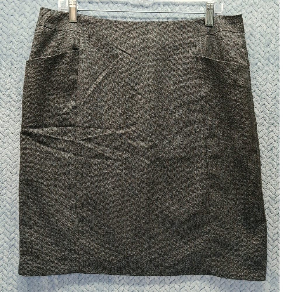 Cato Womens Grey Herringbone Pencil Skirt Size 14 Knee Length Lined Pockets